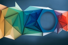 Chameleon from color triangles. Logo